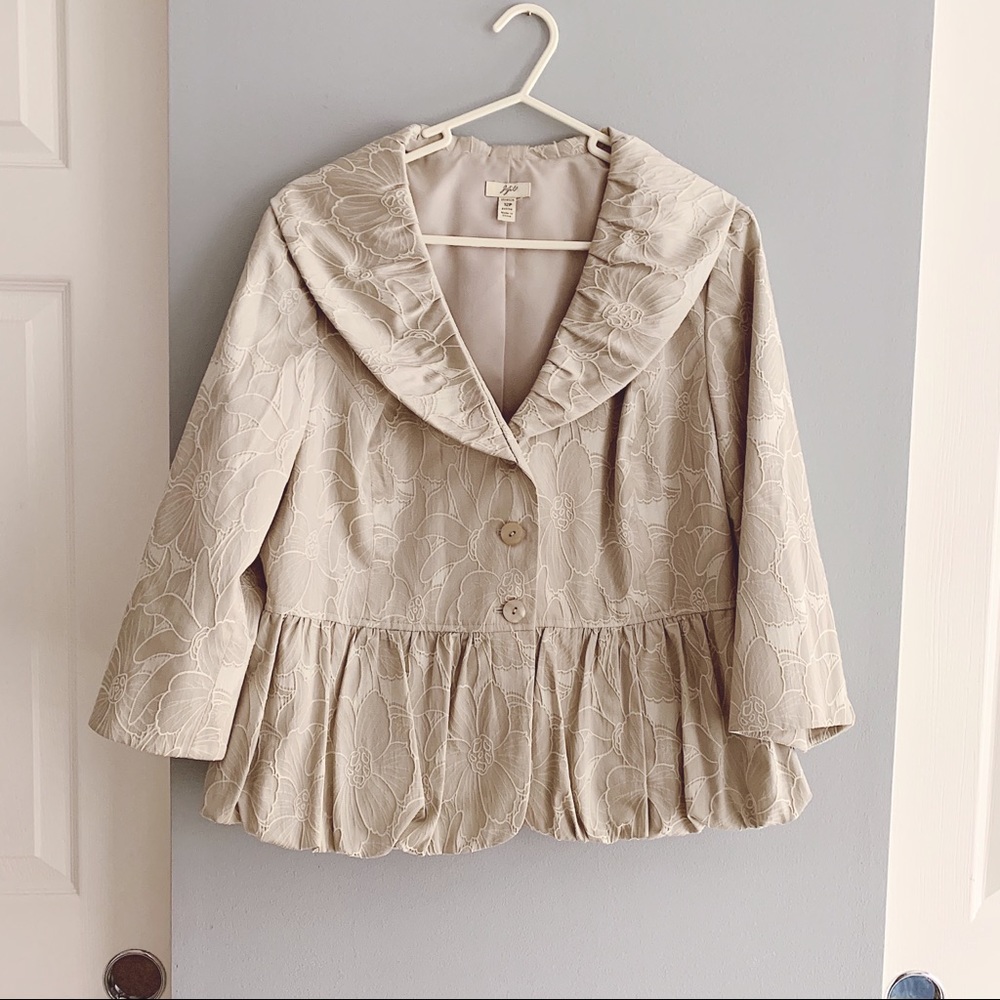 J.Jill Floral Jacquard Peplum Blazer 12P.